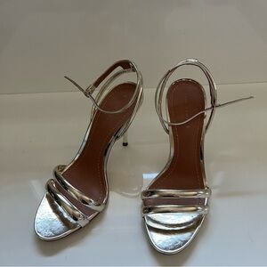 Women’s Zara strappy gold heels, size 37, metallic, in excellent condition